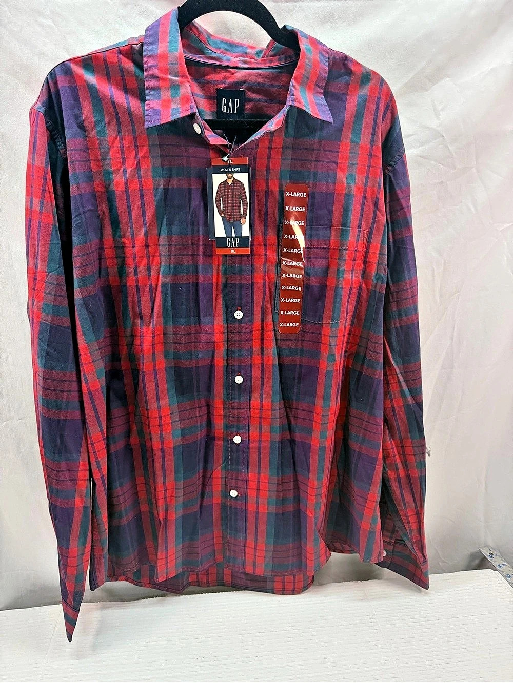 Gap Novel Shirt Cedar Plaid Button Down Red & Purple XL New With Tags Men’s